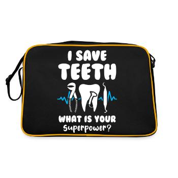 I save teeth What is your superpower Dentist - Retro Bag - black/gold - Back