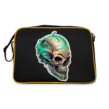 Außerirdischer Schädel - Retro Tasche - Schwarz/Gold - Hinten