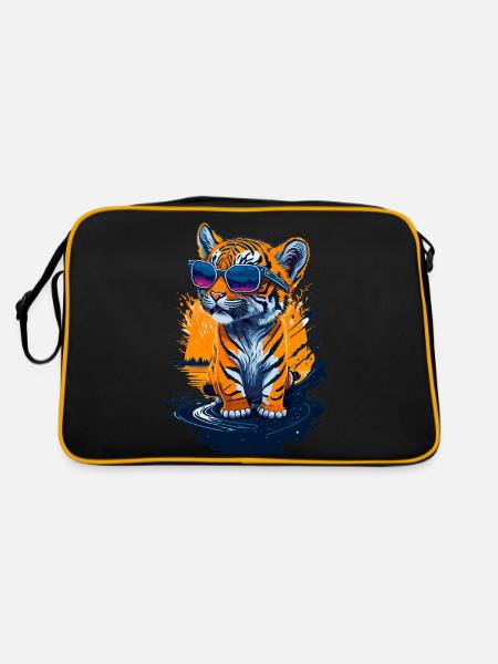 Cute baby tiger - Retro Bag - black/gold - Back