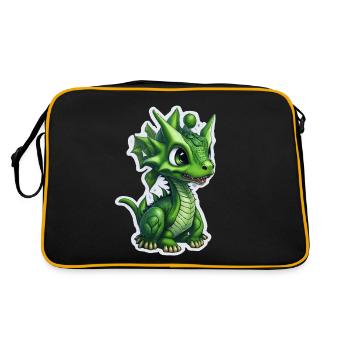 Bébé dragon, mignon, heureux, souriant - Sac Retro - noir/or - Dos