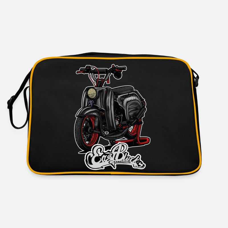 Schwalbe (black) // Illustration - Retro Tasche - Schwarz/Gold