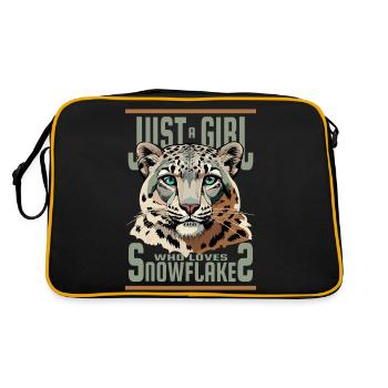 Just A Girl Who Loves Snowflakes, Snow Leopard - Retro Bag - black/gold - Back