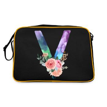 Letter v watercolor - Retro Bag - black/gold - Back