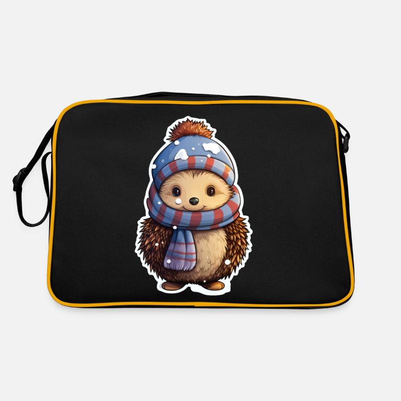 Funny hedgehog in winter Retro Bag