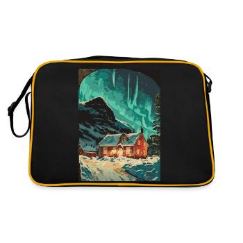 Cabane en bois dans la neige - Sac Retro - noir/or - Dos