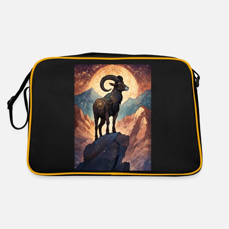 Sternzeichen Steinbock - Retro Tasche - Schwarz/Gold