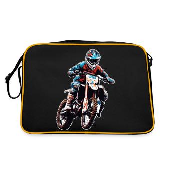 Biker / Motorrad Fahrer / Biker / Zweirad / Cross - Retro Tasche - Schwarz/Gold - Hinten