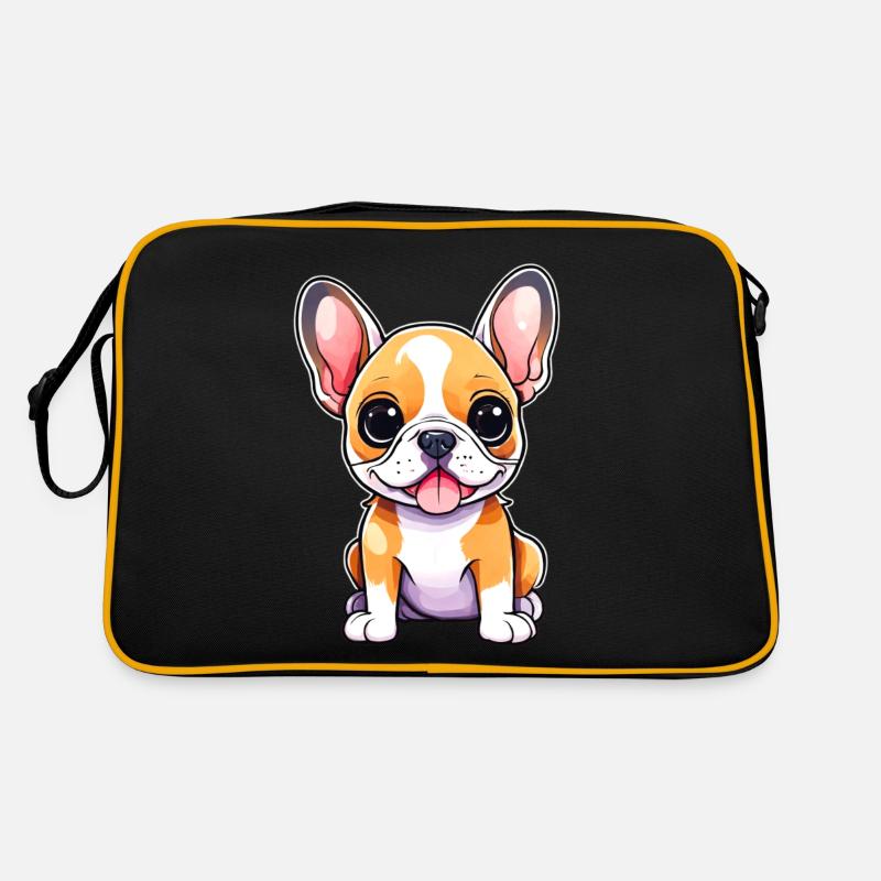 Chiot mignon bouledogue Français - Sac Retro - noir/or
