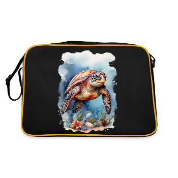 Tortue de mer sous l’eau - Sac Retro - noir/or - Dos