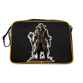 Vogelscheuche / Erntehelfer / Maisfeld / Feld - Retro Tasche - Schwarz/Gold - Hinten