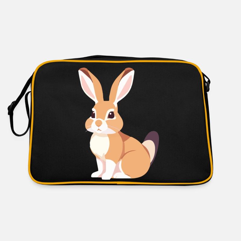 Bunny with long ears, cute rabbit - Retro Bag - black/gold