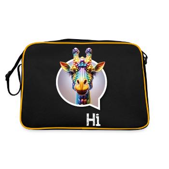 Giraffe diversity CSD regenbogen 3D spruch balloon - Retro Tasche - Schwarz/Gold - Hinten