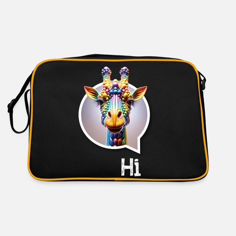 Giraffe diversity CSD regenbogen 3D spruch balloon - Retro Tasche - Schwarz/Gold