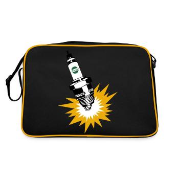 Zündkerzen Werbung DDR Retro - Retro Tasche - Schwarz/Gold - Hinten