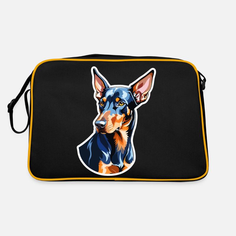 Dobermann Wasserfarben Retro Tasche
