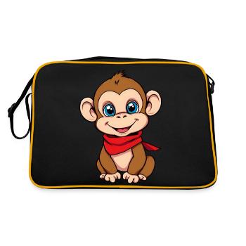Niedliches Affe Rotes Bandana - Retro Tasche - Schwarz/Gold - Hinten
