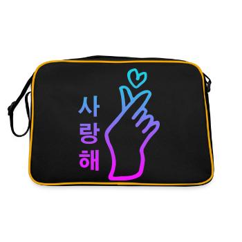 Kpop Hand Sign Heart Salanghae I Love You - Retro Bag - black/gold - Back