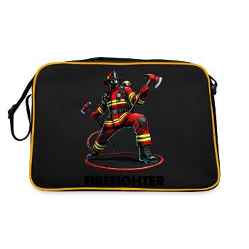 Firefighter Feuerwehr - Retro Tasche - Schwarz/Gold - Hinten