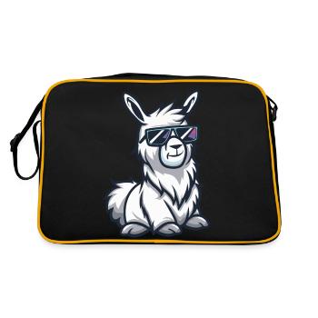 Alpaca Llama Comic Cool - Retro Bag - black/gold - Back