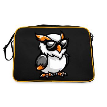 Eule Comic Cool - Retro Tasche - Schwarz/Gold - Hinten