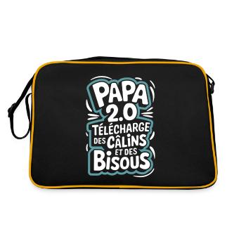 Papa 2.0 télécharge des câlins et des bisous - Sac Retro - noir/or - Dos