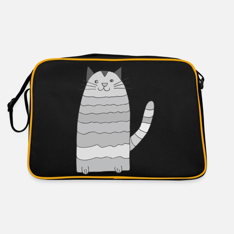 katze geringelt graustufen Retro Tasche