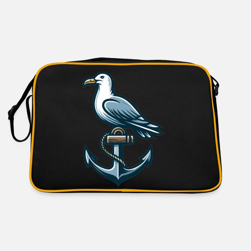 Anker mit Möwe Retro Tasche
