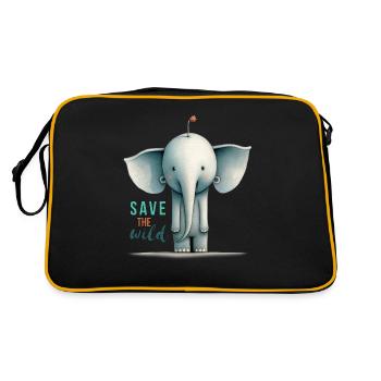 Save the wild !! - Retro Tasche - Schwarz/Gold - Hinten