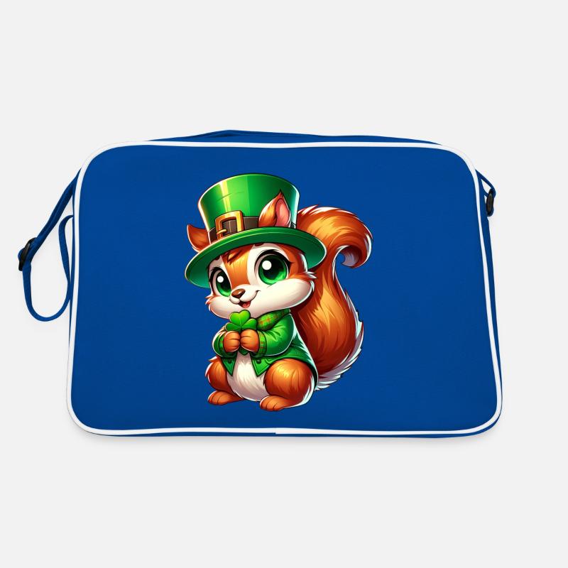 St. Patrick's Day Süßes Eichhörnchen Comic Design Retro Tasche