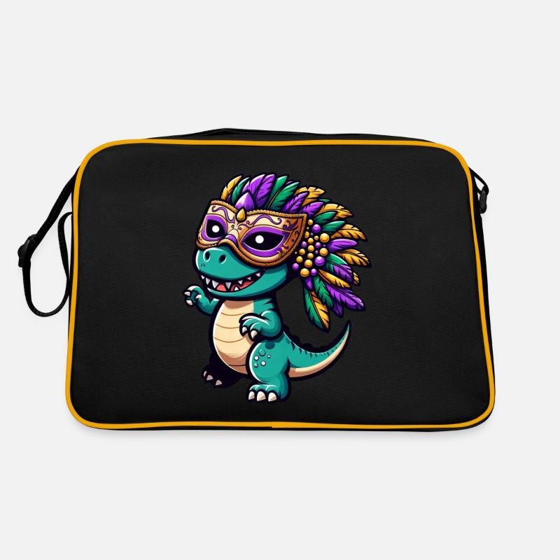 Dino T-Rex de Mardi Gras : Masque et Perles Sac Retro