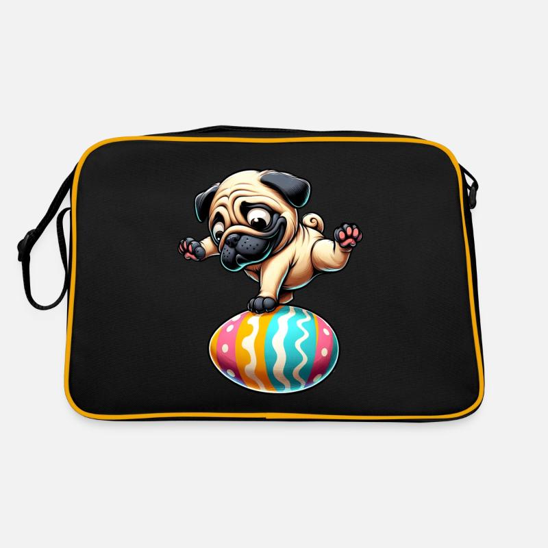 Oster-Mops Breakdance, Ei-Balance Retro Tasche