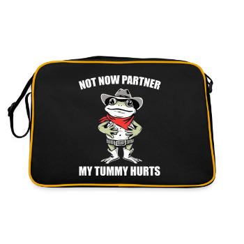 Not Now partner My Tummy Hurts | Cowboy Frog Funny - Sac Retro - noir/or - Dos