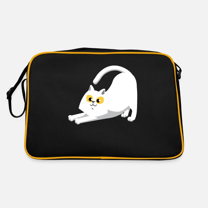 Chat blanc qui s'étend Sac Retro