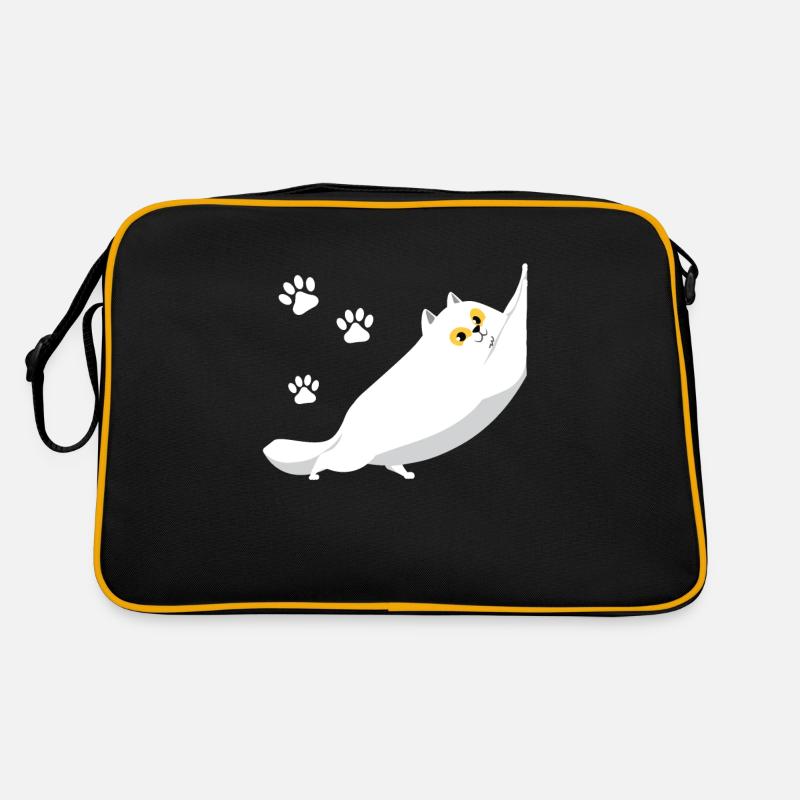 Chat blanc potelé qui s'étend Sac Retro