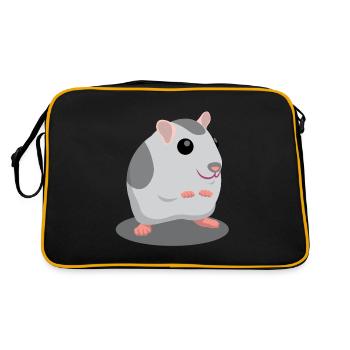 Cute gray hamster cartoon - Retro Bag - black/gold - Back