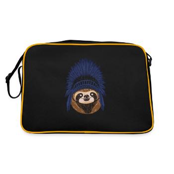 Indianer-Sloth - niedliches spirituelles indisches Geschenk - Retro Tasche - Schwarz/Gold - Hinten