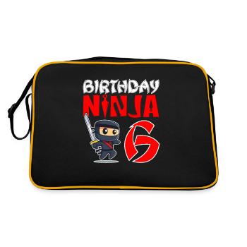 Birthday Ninja For little ninjas for their 6th birthday - Retro Bag - black/gold - Back