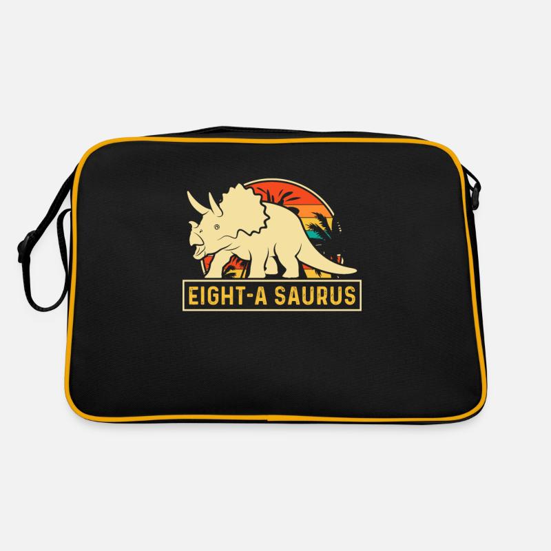 Eight-A Saurus Triceratops 8th Birthday Retro Bag