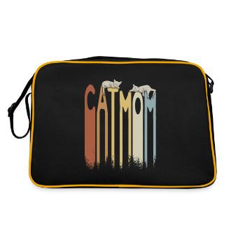 Retro Cat Mom Katzen-Mama mit schlafenden Katzen - Retro Tasche - Schwarz/Gold - Hinten