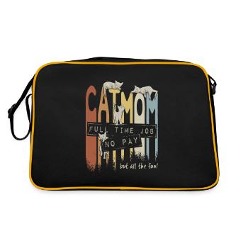 Cat Mom: Vollzeitjob, keine Bezahlung aber Spaß - Retro Tasche - Schwarz/Gold - Hinten