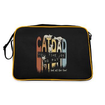 Cat Dad: Vollzeitjob, keine Bezahlung, aber Spaß - Retro Tasche - Schwarz/Gold - Hinten