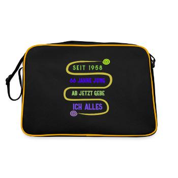 Seit 1958 unterwegs und noch nicht müde. - Retro Tasche - Schwarz/Gold - Hinten