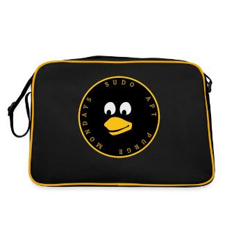 Conception Linux Penguin Tux - Sac Retro - noir/or - Dos