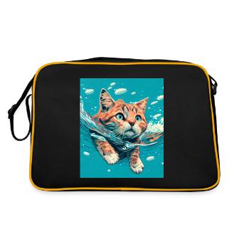 Chat roux nageant dans l’eau - Sac Retro - noir/or - Dos