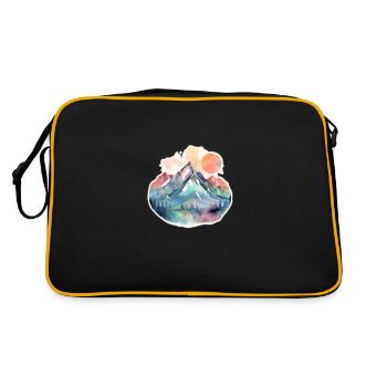 Mountain Landscape with Full Moon 2 - Retro Tasche - Schwarz/Gold - Hinten