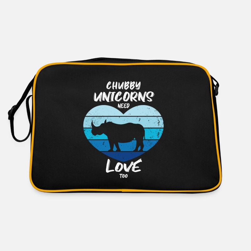 Auch dicke Einhörner brauchen Liebe - Retro Tasche - Schwarz/Gold
