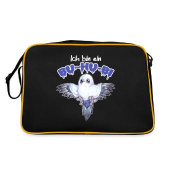Ich bin ein Bu~hu-Bi - Wellensittich als Geist - Retro Tasche - Schwarz/Gold - Hinten