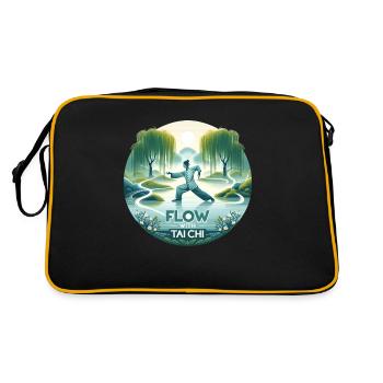 "Flow with Tai Chi" - Tranqu Tai Chi Design - Retro Bag - black/gold - Back