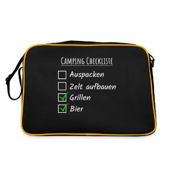 Camping Checkliste - Retro Tasche - Schwarz/Gold - Hinten