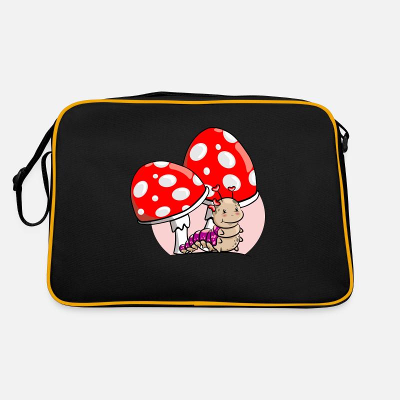 Chenille avec champignons - Sac Retro - noir/or